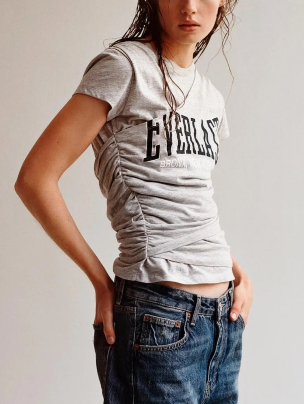 Zara x Everlast Women's Graphic Ruched Tee - Size M - Picture 2 of 8